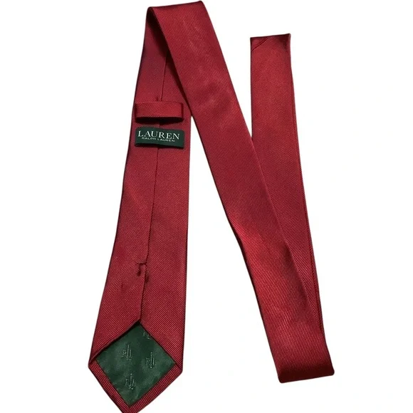 Ralph Lauren crest embroidered red tie - Picture 2 of 2